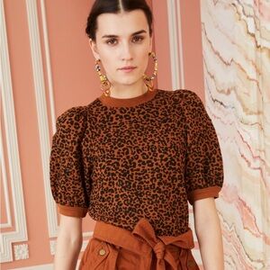 Ulla Johnson Jessa Leopard Print Puff Sleeve Top